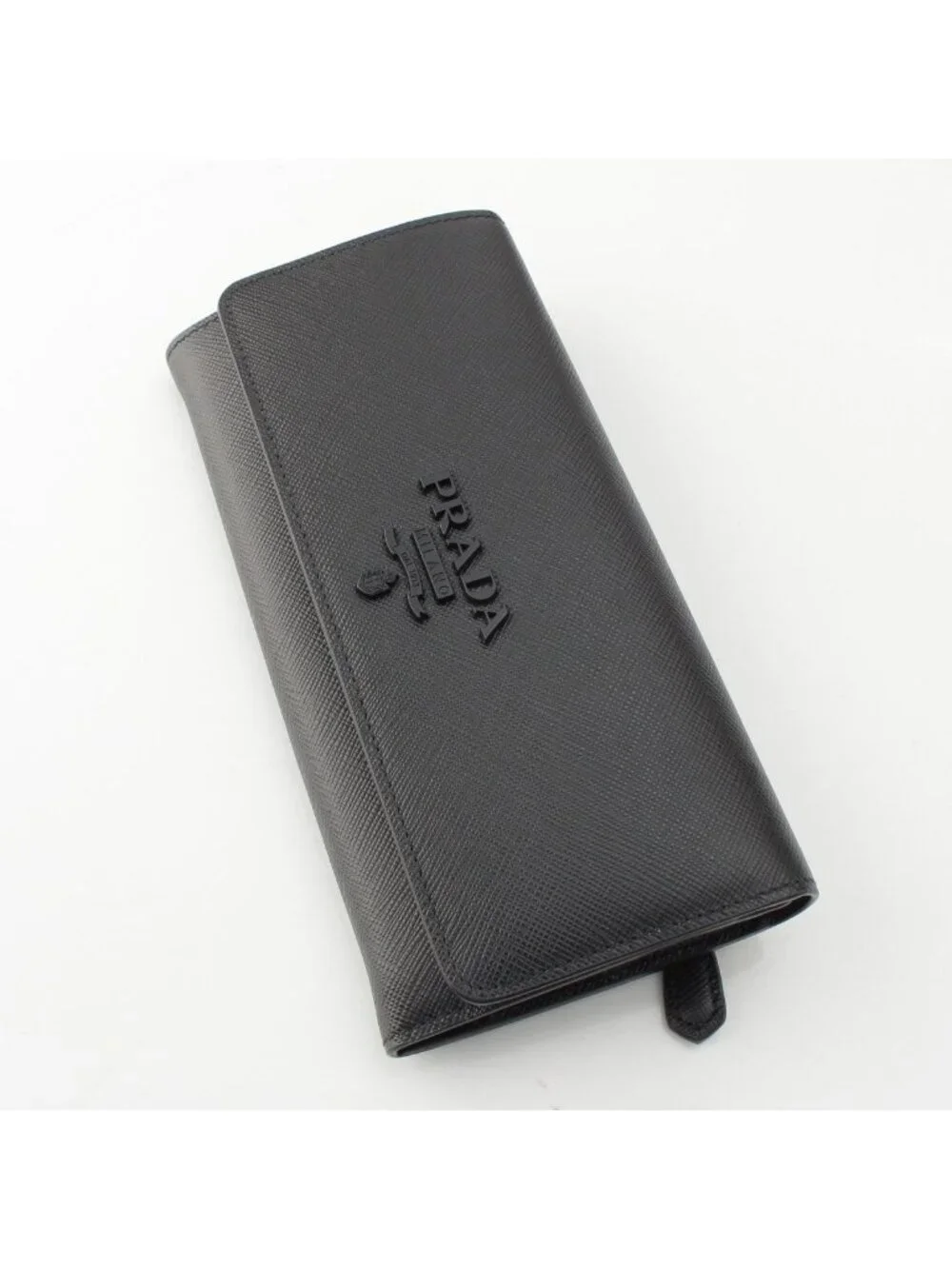 Prada Saffiano Shine Logo Wallet Black